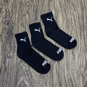 Meia Puma Cano Alto C/3 Preta