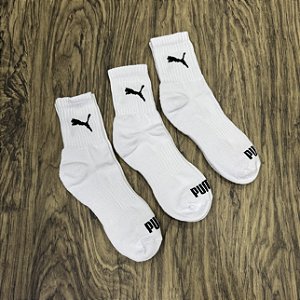 Meia Puma Cano Alto C/3 Branca