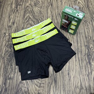 Cueca Lacoste Boxer C/3 Preto com Verde