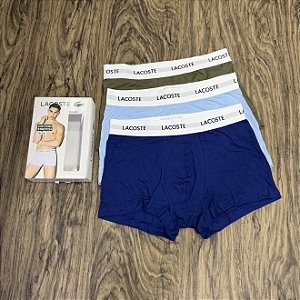 Cueca Lacoste Boxer C/3 Verde/Azul Marinho/Azul Claro