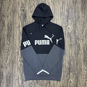 Moletom Puma Power Big Logo Preto c/ Chumbo