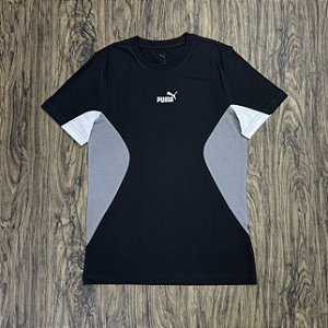 Camiseta Puma Colorblock Preto c/ Cinza