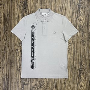 Polo Lacoste Letreiro PH5526 Cinza