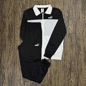 Agasalho Puma Tracksuit Colorblock Preto com Branco