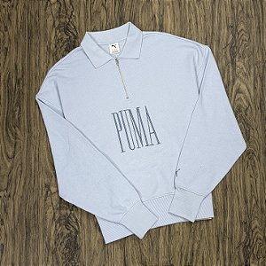 Moletom Polo Puma Meio Ziper Puma Azul Bebê