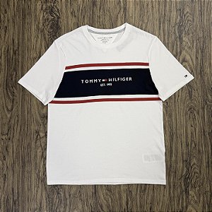 Camiseta Tommy Hilfiger Block Logo XM07453 Branca