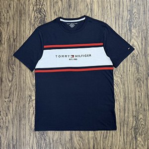 Camiseta Tommy Hilfiger Block Logo XM07453 Azul