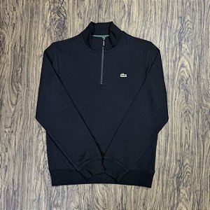Blusa Lacoste Meio Ziper Preta