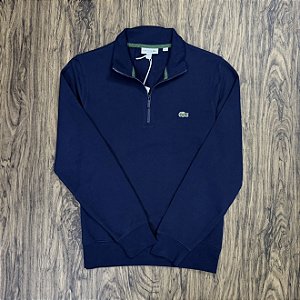 Blusa Lacoste Meio Ziper Azul Marinho