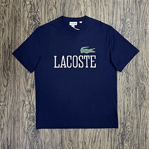 Camiseta Lacoste Sportswear Logo Letreiro Azul Marinho