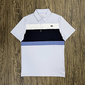 Polo Lacoste Sport Listrada Azul Bebê
