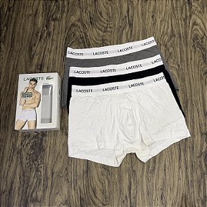Cueca Lacoste Boxer C/3 Branco/Cinza/Preto