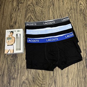 Cueca Lacoste Boxer C/3 Preto com Azul
