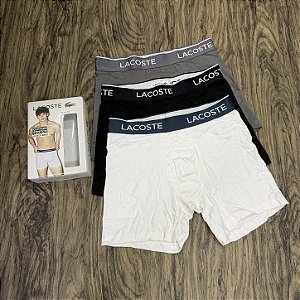 Cueca Lacoste Boxer C/3 Branco/Cinza/Preto 6H9961