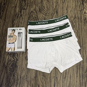Cueca Lacoste Boxer C/3 Branco com Verde