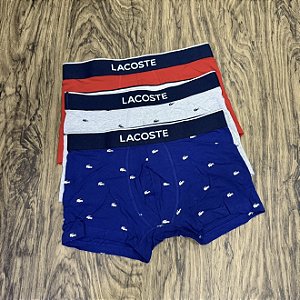 Cueca Lacoste Boxer C/3 Vermelho/Azul/Cinza