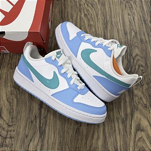 Tênis Nike Court Borough Low White Football Blue