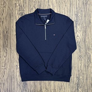 Moletom Tommy Hilfiger Meio Ziper Azul Marinho
