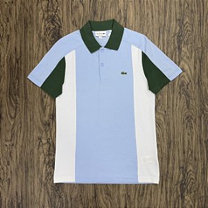 Polo Lacoste Regular Fit PH1302 Azul/Branco/Verde