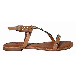 Mila rasteira tachas camel