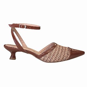 Luciana scarpin sling back ráfia marrom