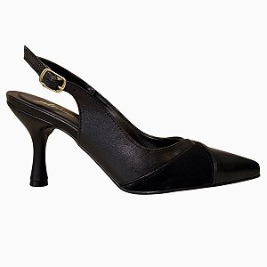 Lady scarpin nobuck c/ napa preto