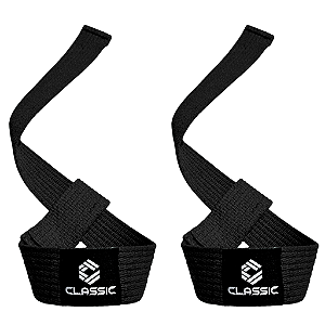 Par - Tala Straps 100% Algodão Musculação Academia - Preto - Classic