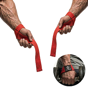 Par - Tala Straps 100% Algodão Musculação Academia - Vermelho - Classic