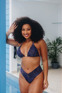 Top Cortininha com Detalhes Dourados na Alça com Calcinha Efeito Lipo - Sonhos