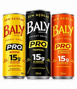 Enérgico Baly Brasil Energy Drink PRO Tropical com 15g de Proteína de Colágeno Sem Açúcar 250ml