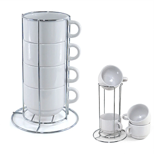 Kit 4 Xicarás de 200ml e Suporte de Meta