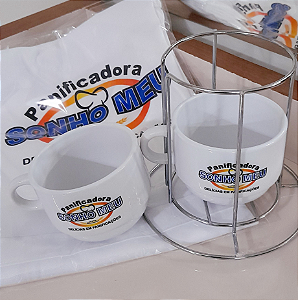 Kit 2 Xicarás de 200ml e Suporte de Meta