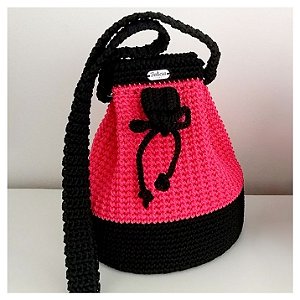 Bolsa Saco Pink em Crochê