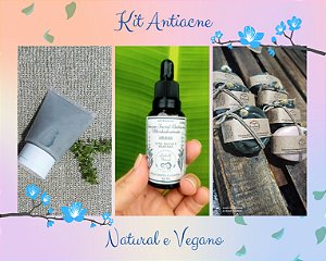 Kit Skin Care Antiacne (Sabonete, Esfoliante, Sérum) - Pele Oleosa e Mista,  Cravos e Espinhas - Natural Vegano