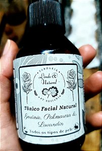 Tônico Facial e Capilar - Hibisco e Lavanda Natural - Pele Sensível, Seca ou Normal Vegano 100 ml