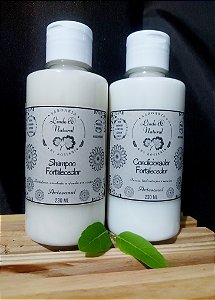 Kit Shampoo e Condicionador Leave-in Fortalecedor (Jaborandi, Rícino, e Alecrim) Natural Vegano 230 ml