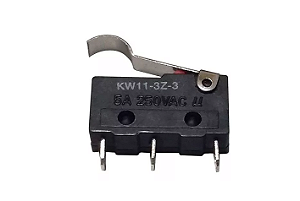 CHAVE MICRO SWITCH 5A SEM ROLDANA COM HASTE CURVA 3 TERMINAIS NORMALMENTE ABERTA NORMALMENTE FECHADA  (NA/NF NO/NC)