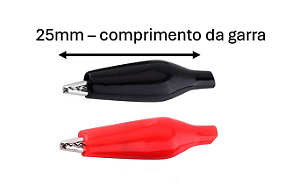 GARRA JACARÉ PEQUENA 2,5CM 25MM VERMELHA E PRETA