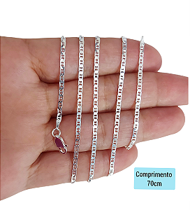 Corrente Piastrine Masculina 70cm Prata 925