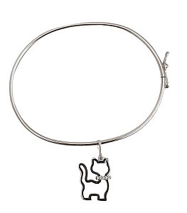 Bracelete Com Pingente Pet Gato Gatinho Prata 925 Original