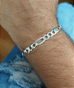 Pulseira de Prata 925 Italiana Flat 3x1 maciça