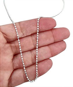 Corrente Bolinha Laminada Maciça 45cm Prata 925