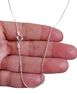 Corrente Bolinha Laminada Maciça 50cm Prata 925