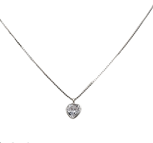 Corrente Ponto de Luz Coração Prata 925 45cm