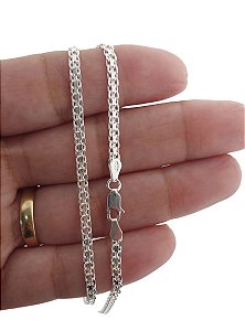 Corrente Choker Esteira Bismark Prata 925 Italiana 40cm