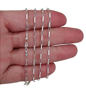 Corrente Cartie Tijolinho Prata 925 Italiana 60cm 2mm