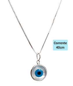Corrente Choker Olho Grego Madrepérola Prata 925 40cm