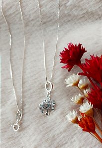 Corrente com Pingente Árvore da Vida Zirconias Prata 925