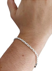 Pulseira Cadeado Masculina Grossa Prata 925