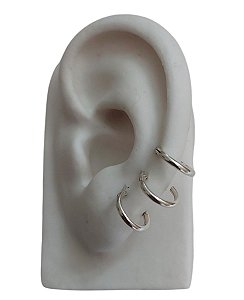 Trio De Brinco de Argolinha 1cm Prata 925 Original